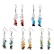 Natural Mixed Stone & Synthetic Turquoise Dangle Earrings, with 304 Stainless Steel Earring Hooks, Mixed Color, 33.5~34x8~12.5mm, 5pairs/set