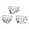 3Pcs 3 Style Christmas Tree & Wreath & Santa Claus & Alloy Enamel Charms Safety Pin Brooch, Shell Pearl Beaded Lapel Pin for Women, Mixed Color, 40~42x51x5mm, Pin: 1.5mm, 1Pc/style