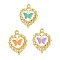 304 Stainless Steel Enamel Pendant Rhinestone Settings, Ion Plating(IP), Heart, Golden, Fit for 1.4mm Rhinestone, 26x20.5x2mm, Hole: 1.8mm