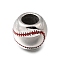 304 Stainless Steel Enamel Beads, Baseball, Large Hole Beads, Stainless Steel Color, 13x11.5mm, Hole: 6.5mm