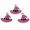 Light Gold Tone Alloy Enamel Pendants, Cadmium Free & Lead Free, Halloween, Witch Hat, Old Rose, 17x17.1x1.2mm, Hole: 1.5mm