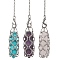 304 Stainless Steel Chain Macrame Pouch Bullet Natural Rose Quartz & Amethyst & Synthetic Turquoise Holder Dowsing Pendulums, 220mm, Hole: 1.8mm