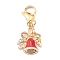 Christmas Theme Alloy Enamel Pendants, with 304 Stainless Steel Lobster Claw Clasps, Christmas Bell, Red, Golden, 34mm, Pendant: 20x16x4mm