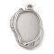 304 Stainless Steel Pendant Cabochons Settings, Oval Charm, Stainless Steel Color, Tray: 13x17.5mm, 26x18x3.6mm, Hole: 2mm