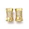 Brass Micro Pave Clear Cubic Zirconia European Beads, Large Hole Beads, Column, Long-Lasting Plated, Rack Plating, Lead Free & Cadmium Free, Real 18K Gold Plated, 12.5x8.5mm, Hole: 4mm