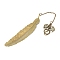 Luminous Brass Feather Bookmark, Dragon Pendant Bookmark, Glow in The Dark, Antique Bronze, 205x2mm