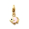 Fish 304 Stainless Steel Enamel Pendant Decorations, Ion Plating(IP), with Lobster Claw Clasp, Real 14K Gold Plated, Lavender Blush, 11.5x9.5x1.5mm