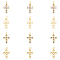HOBBIESAY 12 Pcs 2 Styles Crosses Real 18K Gold Plated Cubic Zirconia Pendants 15-16.5mm Brass Crosses Charms Long-Lasting Plated Golden Charms for Making Jewelry Bracelet Necklace Earing, Hole: 3.2mm