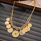 Crystal Rhinestone & Brass & Alloy & Iron Pendant Necklaces, Golden, Disc, 18.50 inch(47cm)