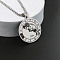 201 Stainless Steel Pendant Necklaces with Alloy Box Chain, Stainless Steel Color, Flat Round Constellation Pattern, Aries, 23.62 inch(60cm)