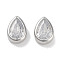 Brass Cubic Zirconia Beads, Teardrop, Platinum, Clear, 11x8x4mm, Hole: 2.5x1.2mm