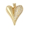 Brass Micro Pave Clear Cubic Zirconia Pendants, Heart, Real 18K Gold Plated, 24x20x5mm, Hole: 3.5mm