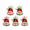 Alloy Enamel Pendants, with Rhinestone, Christmas, Cadmium Free & Lead Free, Christmas Bell, Light Gold, Red, 19x14x4mm, Hole: 1.6mm