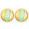 Synthetic Turquoise Stud Earrings, with Stainless Steel Findings, Flat Round, Golden, 20mm