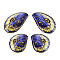 Epoxy Resin Pendants, Butterfly Wing, with Gold Foil & Glitter Powder, Royal Blue, 37.5x23x2~2.5mm, Hole: 1.2mm