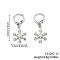 Elegant Brass Micro Pave Clear Cubic Zirconia Snowflake Hoop Earrings & Pendant Necklaces for Women, Platinum, 33x13mm