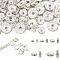 100Pcs 5 Styles Brass Rhinestone Beads, for Jewelry Craft Making Findings, Grade A, Rondelle, Silver, 4~10x2~4mm, Hole: 0.8~2mm, 20pcs/style