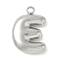 304 Stainless Steel Initial Pendants, Ion Plating(IP), Stainless Steel Color, Letter E, 16~18x6~18x3mm, Hole: 1.8mm