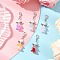 Angel Transparent Glass & ABS Plastic Imitation Pearl Pendant Decorations, with Zinc Alloy Lobster Claw Clasps, Mixed Color, 40mm