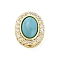 Dyed Synthetic Turquoise Beads, with Brass Hollow Settings, Golden, Oval, 11x9x6mm, Hole: 1.2mm