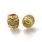 Brass Micro Pave Clear Cubic Zirconia European Beads, Large Hole Beads, Column, Long-Lasting Plated, Rack Plating, Lead Free & Cadmium Free, Real 18K Gold Plated, 9.5x9mm, Hole: 4.5mm