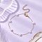 304 Stainless Steel Link Bracelets for Women, with ABS Imitation Pearl, Golden, 7-1/2 inch(19.1cm)