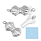 S925 Sterling Silver Box Clasps, Bowknot, with Jump Ring, with Suede Fabric Square Silver Polishing Cloth, Platinum, 8.5x20x2.5mm, Hole: 2mm, 1pc