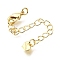 Brass Micro Pave Cubic Zirconia End With Chain, Lead Free & Cadmium Free, Rack Plating, Lasting Plated, Real 18K Gold Plated, 67mm