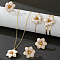 Flower Alloy Enamel Pendant Neclaces & Bracelets & Cuff Bangle & Stud Earring & Finger Rings Sets, Golden, Necklaces: 400mm; 
Ring: 18mm inner diameter
Earring: 32mm
Bracelets: 160mm;