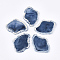 Half Drilled Resin Beads, For Big Pendants Making, Imitation Agate Slices, Steel Blue, 54~55x41~42x4mm, Half Hole: 1mm