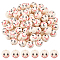 80Pcs Printed Wood European Beads, Large Hole Beads, Round with Smiling Face Pattern, Cerise, 19x17.5mm, Hole: 4~5mm