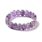 Natural Amethyst Oval Beaded Stretch Bracelet, Gemstone Jewelry for Women, Inner Diameter: 2-1/8 inch(5.4~5.5cm)