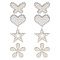 8Pcs 4 Styles Star/Flower/Heart/Butterfly Non-woven Fabric Appliques, Plastic Imitation Pearl & Rhinestone Ornament Accessories, White, 32~40x41~44x5mm, 2pcs/style
