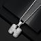 Brass Micro Pave Clear Cubic Zirconia Chunky Initial Pendant Necklaces, Platinum, Letter H, 19.69 inch(50cm)