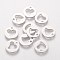 Non-Tarnish 201 Stainless Steel Charms, Flat Round with Heart, Stainless Steel Color, 12mm