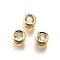 Flat Round Brass Micro Pave Clear Cubic Zirconia Slede Charms, Rack Plating, Cadmium Free & Lead Free, Long-Lasting Plated, Golden, 4x3mm, Hole: 1x2mm