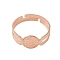 304 Stainless Steel Adjustable Ring Findings, Plain Pad Ring Settings, Flat Round, Rose Gold, Inner Diameter: 17mm