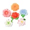 Opaque Resin Pendants, Flower, with Platinum Iron Loop, Mixed Color, 23~28x26~29x8~10mm, Hole: 2mm