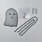 Halloween Acrylic Pendant Decoration, Ghost, Gray, 100x66.5x3.8mm, Hole: 3.5mm