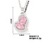 Elegant and Unique Style Brass & Glass Lock Collar Heart Pendant Necklaces for Women, Platinum, Pink, 15.75 inch(40cm)