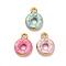 304 Stainless Steel Enamel Pendants, Donut Charms, Ion Plating(IP), Real 18K Gold Plated, Mixed Color, 14.5x11x3.5mm, Hole: 1.8mm