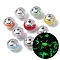 Opaque Luminous Resin & CCB Plastic Beads, Rondelle with Flower, with Glitter Powder, Glow in the Dark, Mixed Color, 12x10mm, Hole: 2.5mm