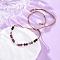 Faceted Round Natural Grey Agate & Red Agate & Amethyst Braided Bead Bracelets, Imitation Pearl Beaded Jewelry for Women, with Brass Beads, Inner Diameter: 7/8~3-5/8 inch(2.25~9.35cm)