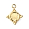 304 Stainless Steel Pendant Cabochon Settings, Ion Plating(IP), Rhombus, Real 14K Gold Plated, Tray: 4mm, 11.5x9x1mm, Hole: 1.6mm