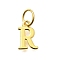 925 Sterling Silver Pendants, Real 18K Gold Plated, Letter, Letter R, 10x6.5x1mm, Hole: 4mm