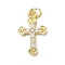 Brass Micro Pave Cubic Zirconia Pendants, Cross, Rack Plating, Lead Free & Cadmium Free, Long-Lasting Plated, with Jump Ring, Real 18K Gold Plated, 19x11.5x2mm, Hole: 3.6mm