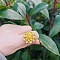 Ethnic Retro Style Flower Alloy Cuff Rings, Golden, Inner Diameter: Adjustable
