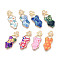 Alloy Enamel Pendants, Rack Plating, Bikini Charm, Light Gold, Mixed Color, 30x11.9x2.1~2.8mm, Hole: 2mm