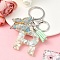 Resin & Acrylic & Faux Suede Tassel Keychain, with Alloy Clasp and Iron Rings, Letter R, 0.9cm
