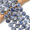 Natural Blue Spot Jasper Beads Strands, Faceted Hexagonal Cut, Flat Round, with Seed Beads, 15.5x5.5~6mm, Hole: 0.8~1mm, about 23pcs/strand, 15.75~15.83''(40~40.2cm)
